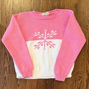 The Beaufort Bonnet Company Pink and White Snowflake Sweater
